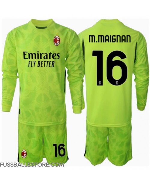 Günstige AC Milan Mike Maignan #16 Torwart 3rd trikot Kinder 2024-25 Langarm (+ Kurze Hosen)